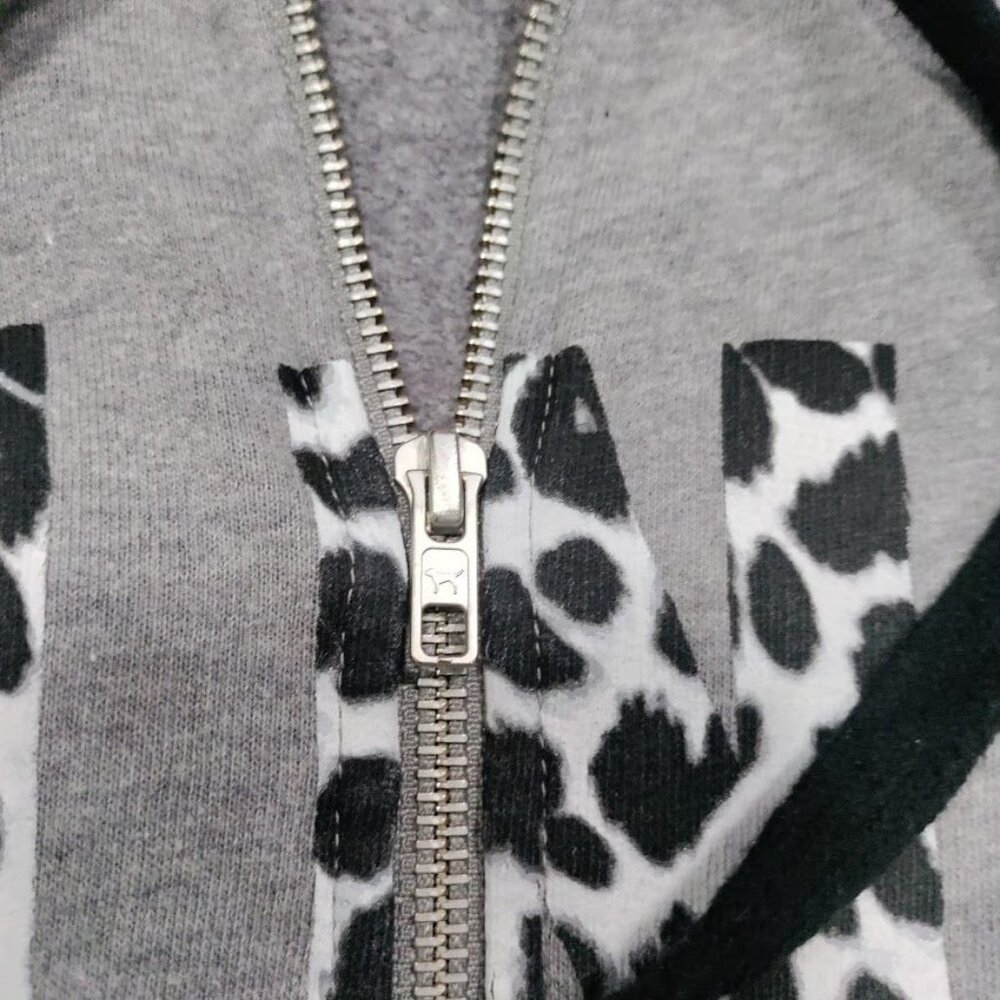 Vintage Victoria's Secret PINK Women's Small Logo Streetwear Zip-Up Hoodie Gray - Picture 9 of 12